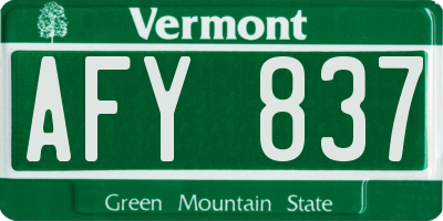VT license plate AFY837