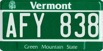 VT license plate AFY838