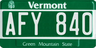 VT license plate AFY840