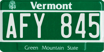 VT license plate AFY845