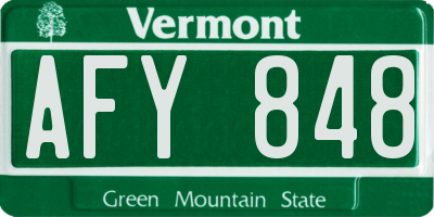 VT license plate AFY848