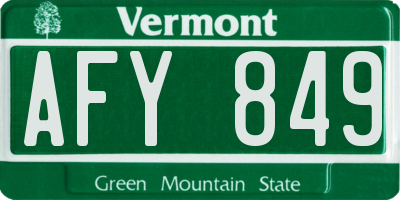 VT license plate AFY849
