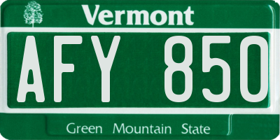 VT license plate AFY850
