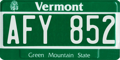 VT license plate AFY852