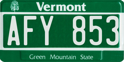 VT license plate AFY853
