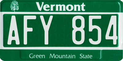 VT license plate AFY854