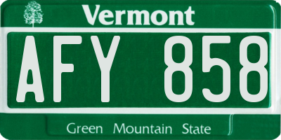 VT license plate AFY858