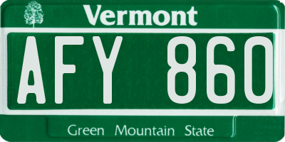 VT license plate AFY860