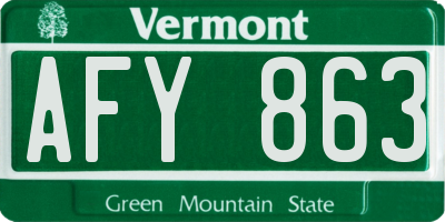 VT license plate AFY863