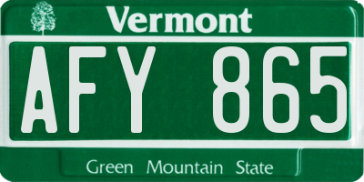 VT license plate AFY865