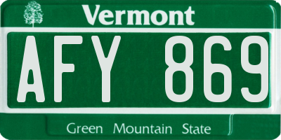 VT license plate AFY869