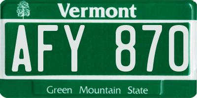 VT license plate AFY870