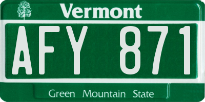 VT license plate AFY871