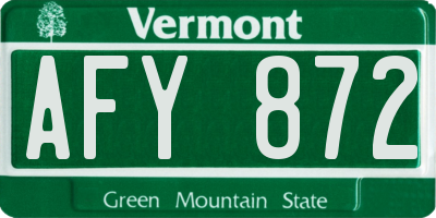 VT license plate AFY872