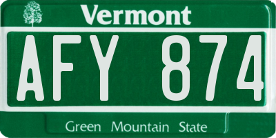 VT license plate AFY874