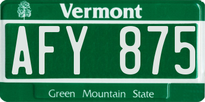 VT license plate AFY875
