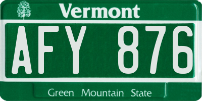 VT license plate AFY876