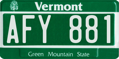 VT license plate AFY881