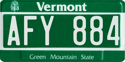 VT license plate AFY884