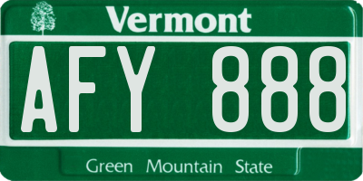 VT license plate AFY888