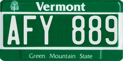 VT license plate AFY889