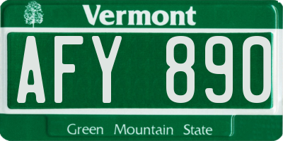 VT license plate AFY890