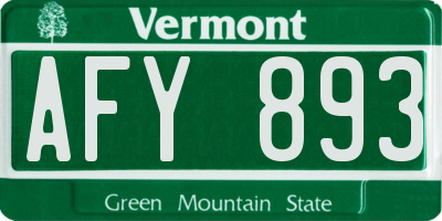 VT license plate AFY893