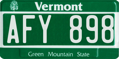 VT license plate AFY898