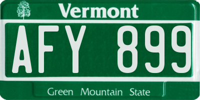 VT license plate AFY899