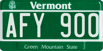 VT license plate AFY900