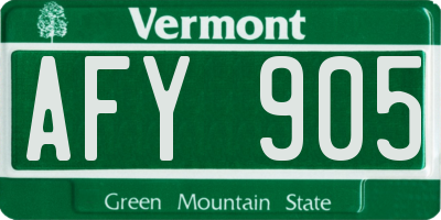 VT license plate AFY905