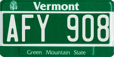 VT license plate AFY908