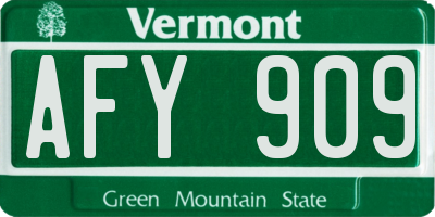 VT license plate AFY909