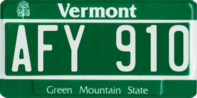 VT license plate AFY910