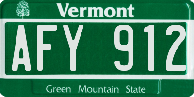 VT license plate AFY912