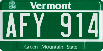 VT license plate AFY914