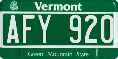 VT license plate AFY920