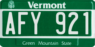 VT license plate AFY921