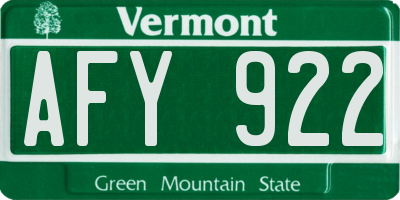 VT license plate AFY922