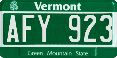 VT license plate AFY923