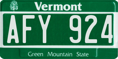 VT license plate AFY924