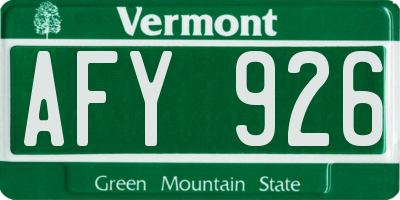 VT license plate AFY926