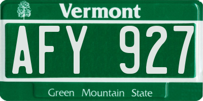 VT license plate AFY927