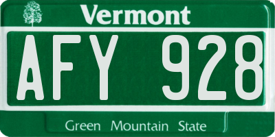 VT license plate AFY928