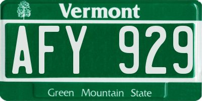 VT license plate AFY929