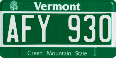 VT license plate AFY930