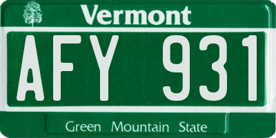 VT license plate AFY931