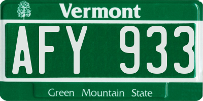 VT license plate AFY933