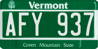 VT license plate AFY937