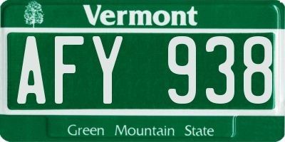 VT license plate AFY938